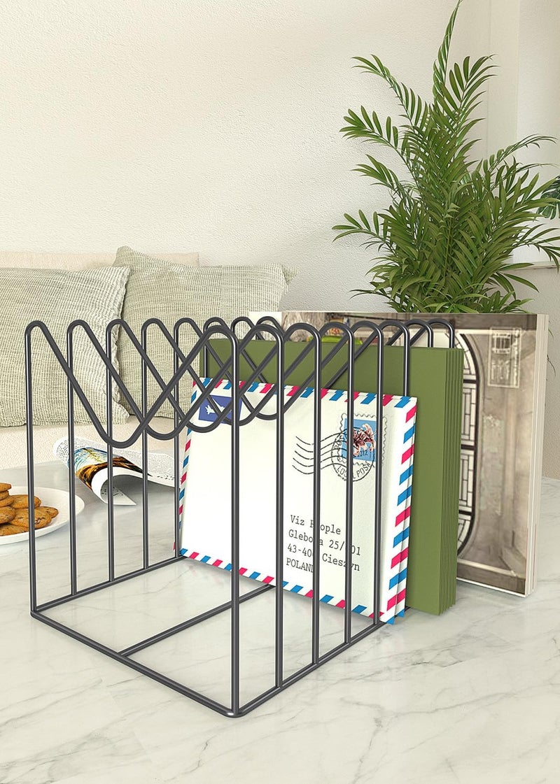 TCJ 2 Sets Wire File Organizer for Desk,File Folder Holder/Rack/Stand,File Sorter Organizer,Desktop Record/Clipboard Holder,8 Sections Storage,Anti-Scratch/Rusty,Steel Stable Holder,Black - Image 3